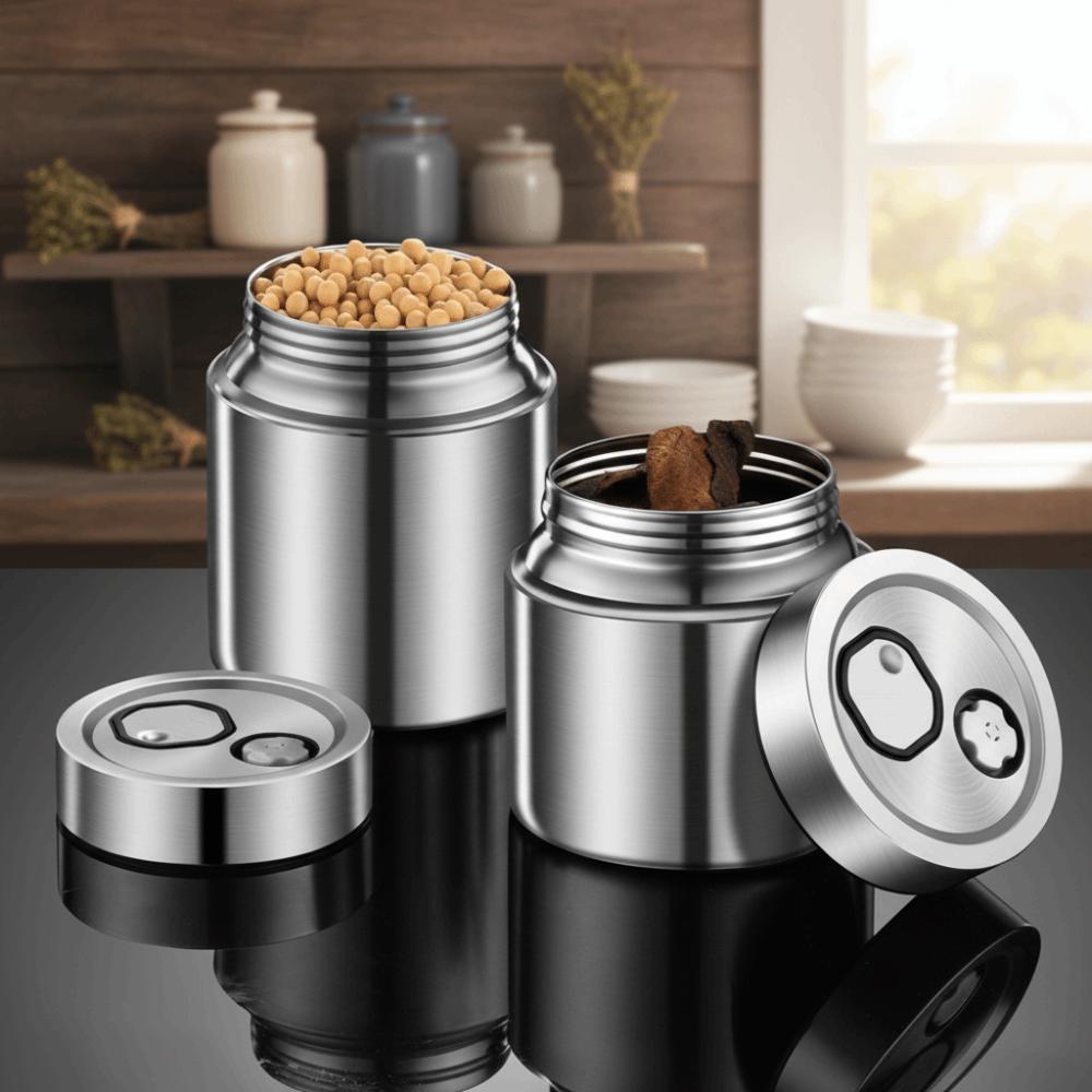 Sealed Design Seal Teas Canister 800/1000/1500/2000ML Jar Container Stainless Steel Tea Jar Office