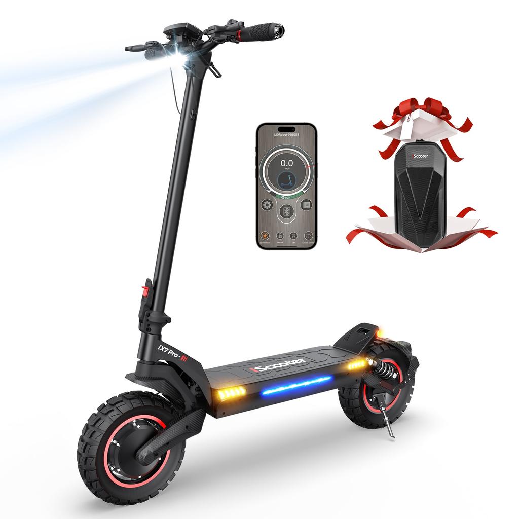 iScooter IX7 Pro 10" Elektroroller mit Doppelmotor – 2000 W Leistung, 80 km Reichweite, App-Steuerung, Offroad-Reifen(KEINE ABE)