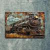 Panneau Plat en Bois 2D 30*20cm Panneau Décoratif en Bois Locomotive à Vapeur Vintage, Parfait pour la Maison, le Bar, le Café, le Bureau ou le Garage