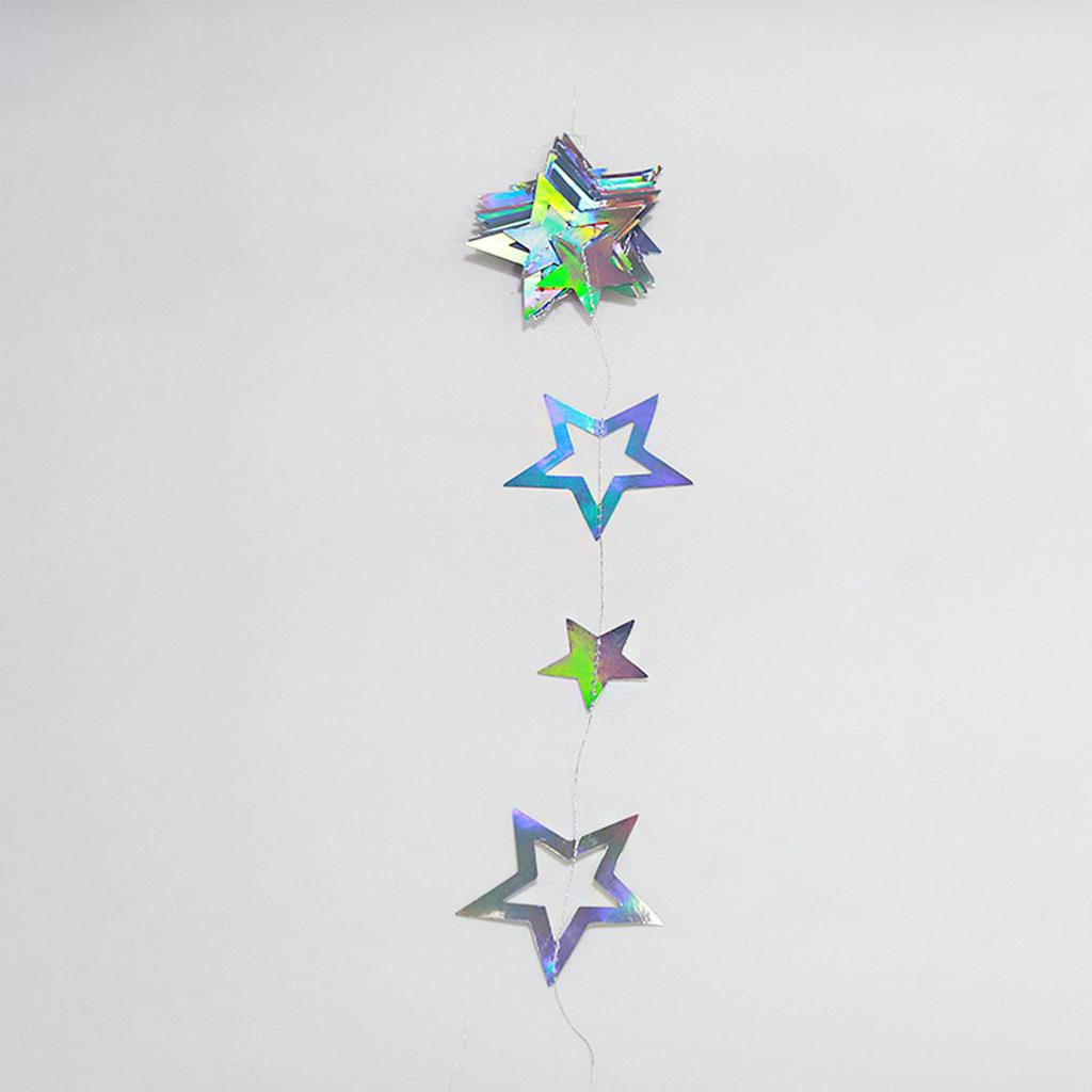 3.7M 12.1ft Paper Silver Star Garland Room Hanging Decoration Birthday Party Decoration BannerAdult Graduation New Year Decor 5
