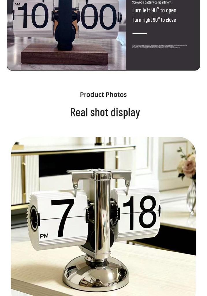 European Retro Mechanical Flip Clock - Desktop Ornament for Living Room