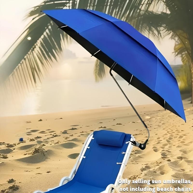 

Portable Beach Sunshade Umbrella with Universal Clamp Double-Layer Ventilated Canopy and 360° Adjustable Rotation with Reinforced Iron Frame темно-синий