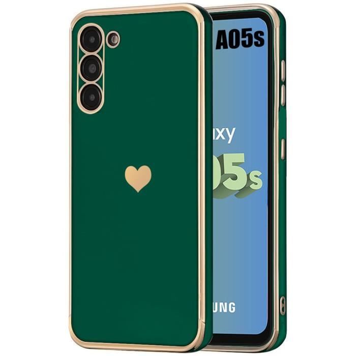Coque - Samsung - Galaxy A05s - Protection Antichoc - Silicone - Motif Cœur - Vert Nuit