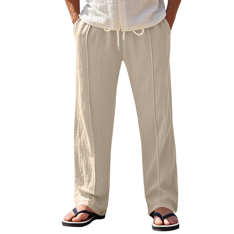 Linen Breathable Wide-legged Trousers Men's Models Summer and Autumn Thin Section Loose Sports Loose Straight Casual Trousers Male