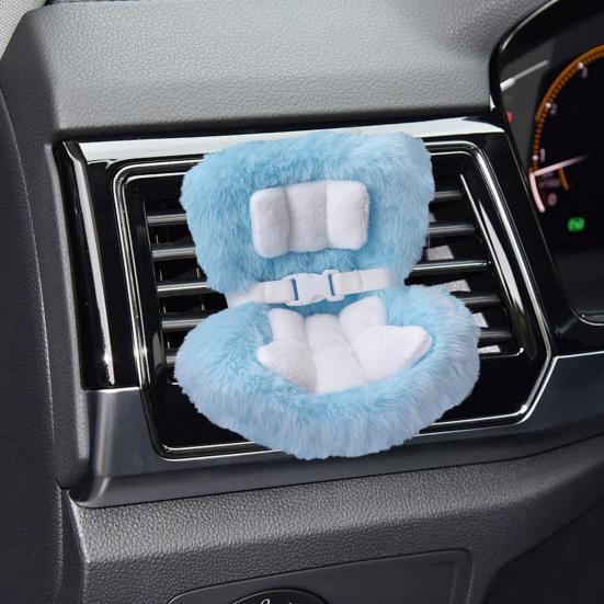 Doll Car Seat with Air Vent Clip Desktop Stand Cute Safety Belt Plush Cushion 17cm Doll Seat Car Ornament Gift for Collectors Fans