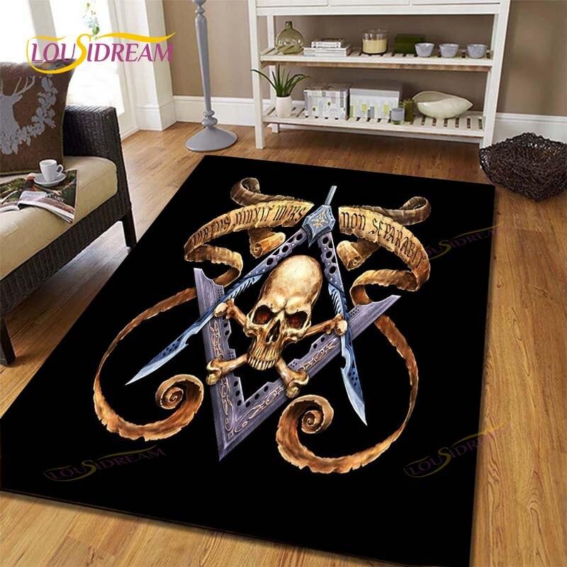 Masonic Carpet Freemason Illuminati Ring Floor Mat Living Room Carpet Indoor Area Soft Flannel Play Mat Area Rug Kawaii Rug