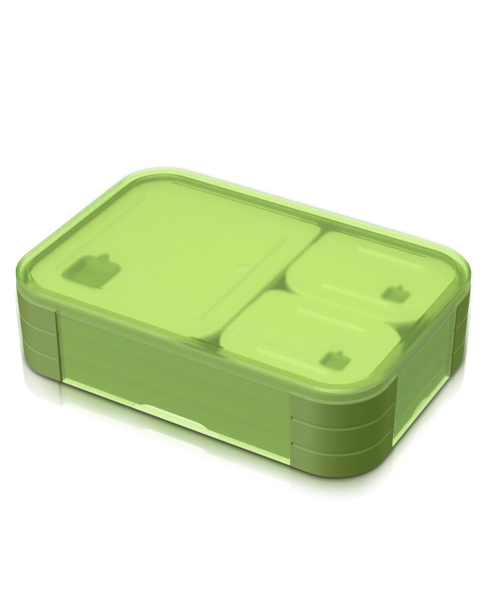 

Large capacity bento no juice 3 lunch microwave green box, 1100ml, leakage, compartments, box, unisex, safe, зелёный