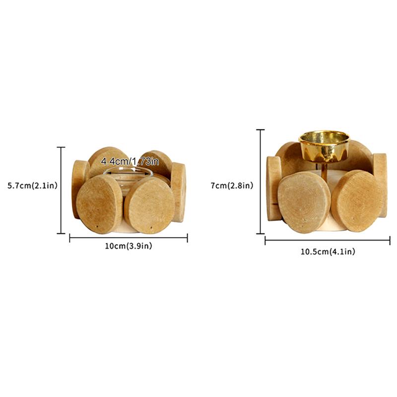 1PC Candle Holder Creative Tea Light Holder Rustic Home Decor Candlestick Holder Wooden Candle Cup Glass/Metal