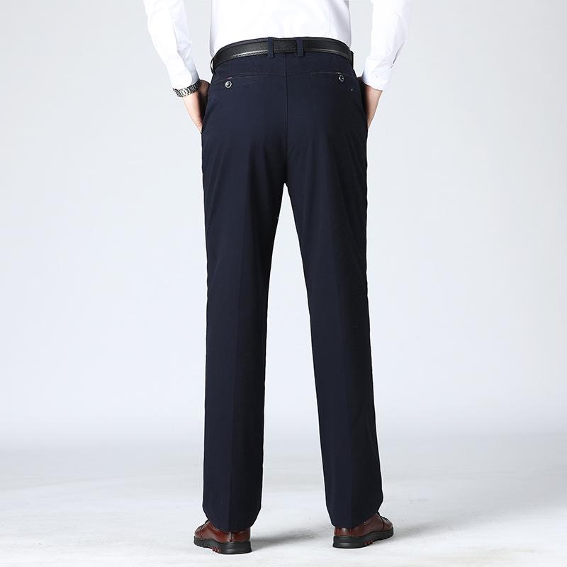 

Men s High Waist Black Cotton Business Casual Pants - Summer 2021 Collection 29 темно-синий