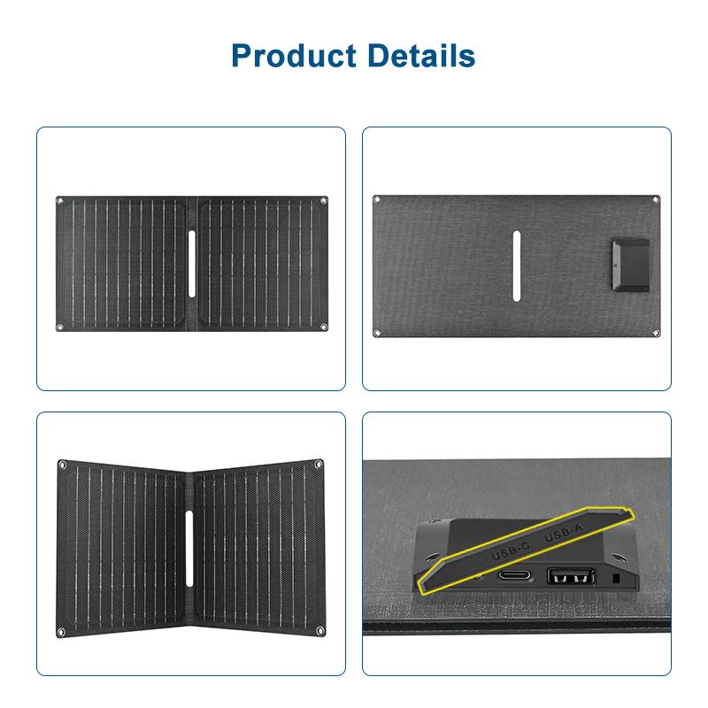 10W 5V ETFE Mono Solar Charger 23% High Efficiency with Intelligent Folding Type C & USB Port for Outdoor Use