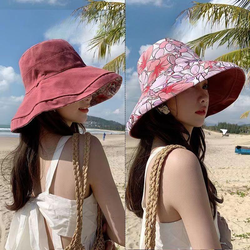 New Women's Summer Double-sided Large Brim Sun Hat Temperament Versatile Sun Protection Hat Face Protection UV Sun Hat