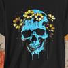 Skull With Flowers Shirt | Soft Cotton Goth Tee | Unique Punk T-shirt | Pastel Gothic Top | Punk Rock Apparel | Floral Skull Design | Edgy