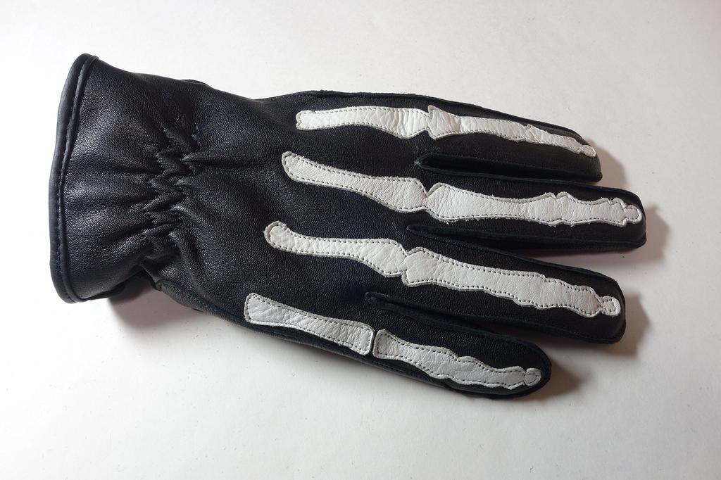 Leather Winter Gloves Breathable Waterproof White Bone Skull Design Smartphone Touch MOTO-FIELD (with Film) (with Function) G-265-WH (LL Size)