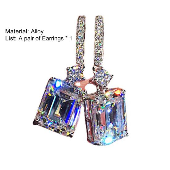 1 Pair Earrings Fine Workmanship Decoration Alloy Women Square Shape Earrings for Daily Life