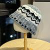 Winter Knitted Warm Contrast Maillard Fisherman Hat Women's Thickened Cold Proof Fashion Woolen Hat Basin Hat