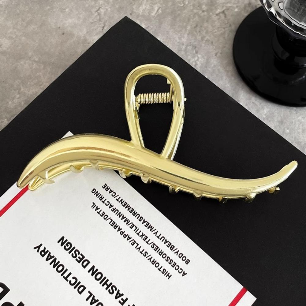 1pc Minimalist Metallic Wave Hair Claw Clips Tones Sleek Curved Design Perfect Effortless Updos Daily Looks Hair Accessories