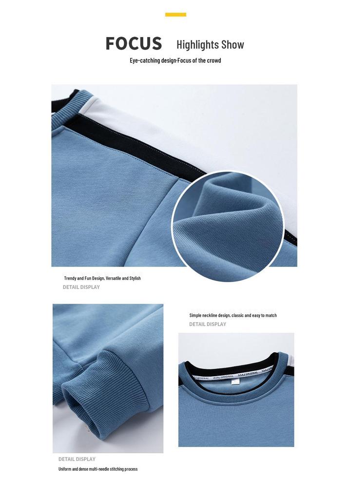 Men's Slim Fit Long-Sleeve Round Neck Cotton Sweatshirt, Korean Style Spring/Autumn Base Layer Top.