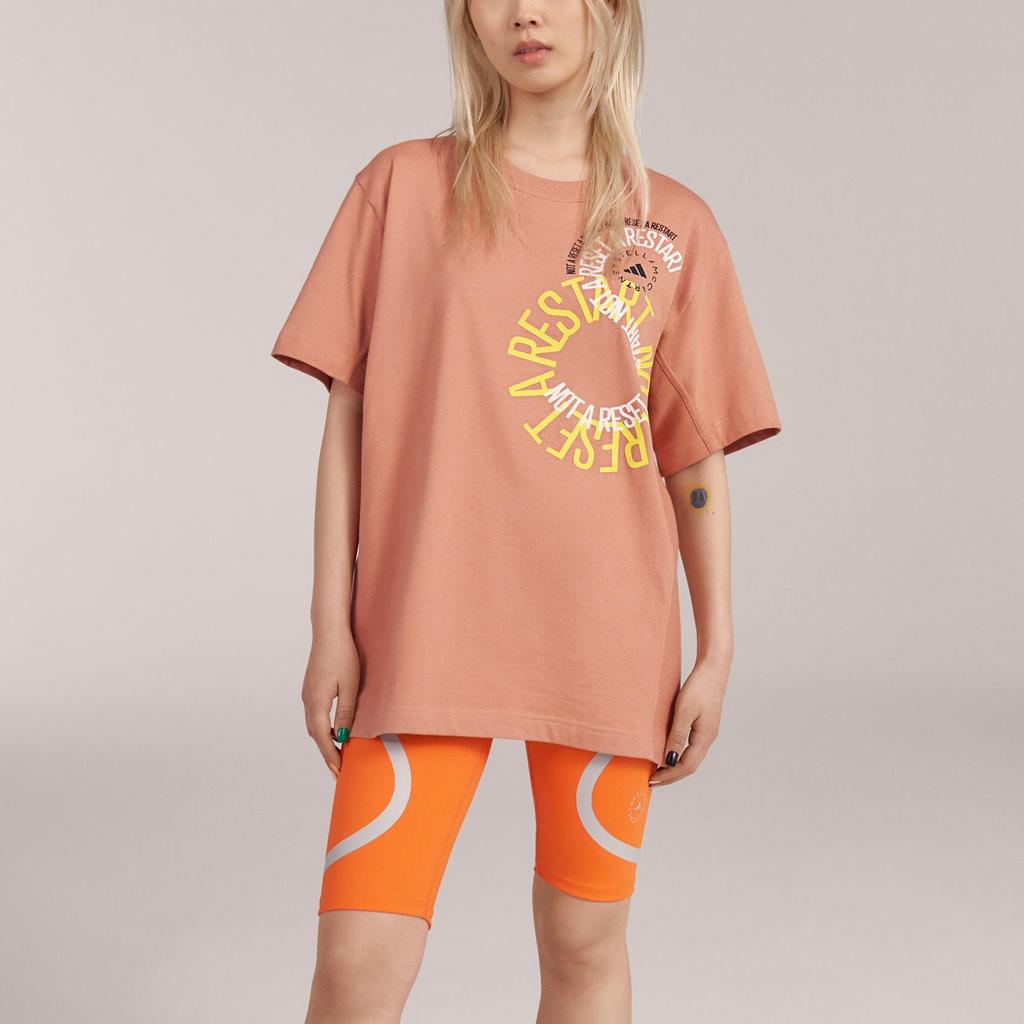 adidas Women's Orange STELLA McCARTNEY High-Waisted Cycling Tight Shorts HT5015