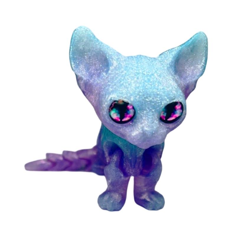 Flexible Joints Articulated Cats Fidgety Toy Desktop Pet Decorations 3D Printed Cats,Realistic Hairless Cats Statues