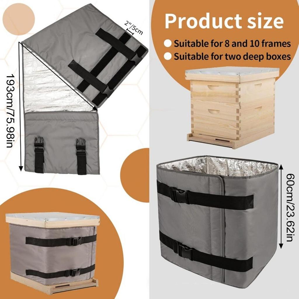 Bee Hive Frame Wrap Windproof Insulated Beehive Box Cover Adjustable Beekeeping Insulation Supplies for Grassland Patio Lawn
