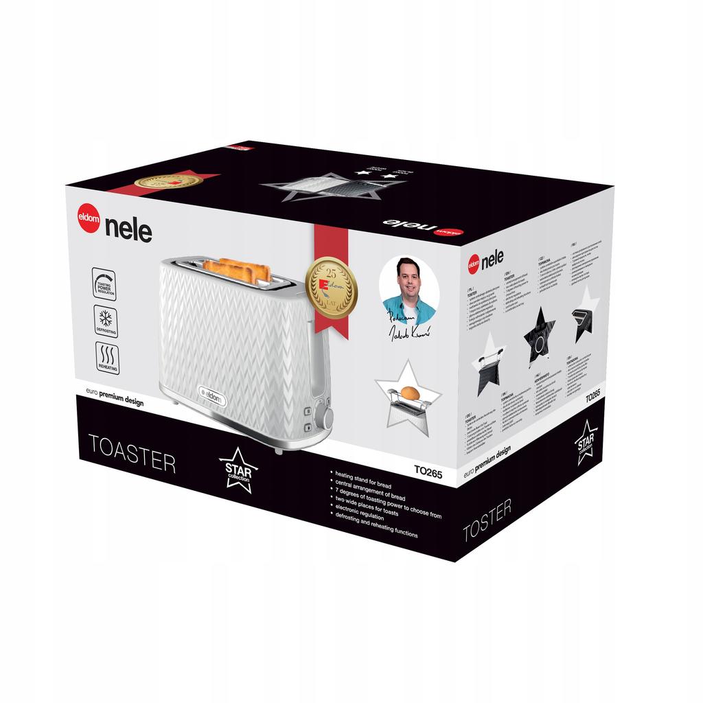 Toaster Sandwich Maker 930W ELDOM TO26 WHITE NELE
