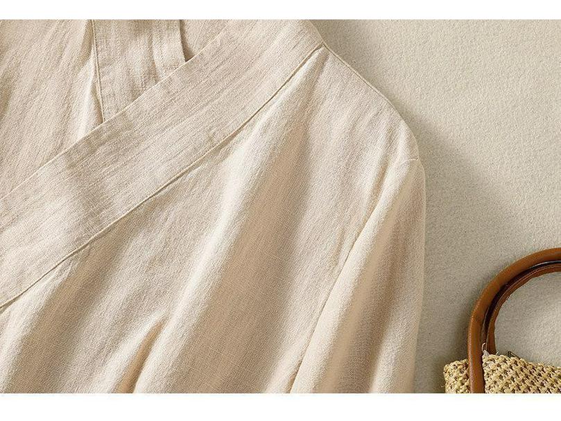 Damski bawełniano-lniany strój do Tai Chi - Osiem Jedwabi Wudang Taoistyczny Hanfu na wiosenne ćwiczenia i do noszenia na co dzień