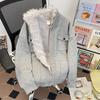 Zuoshandiao Men's Winter Knit Sweater Jacket with Fur Collar and Plus Velvet.