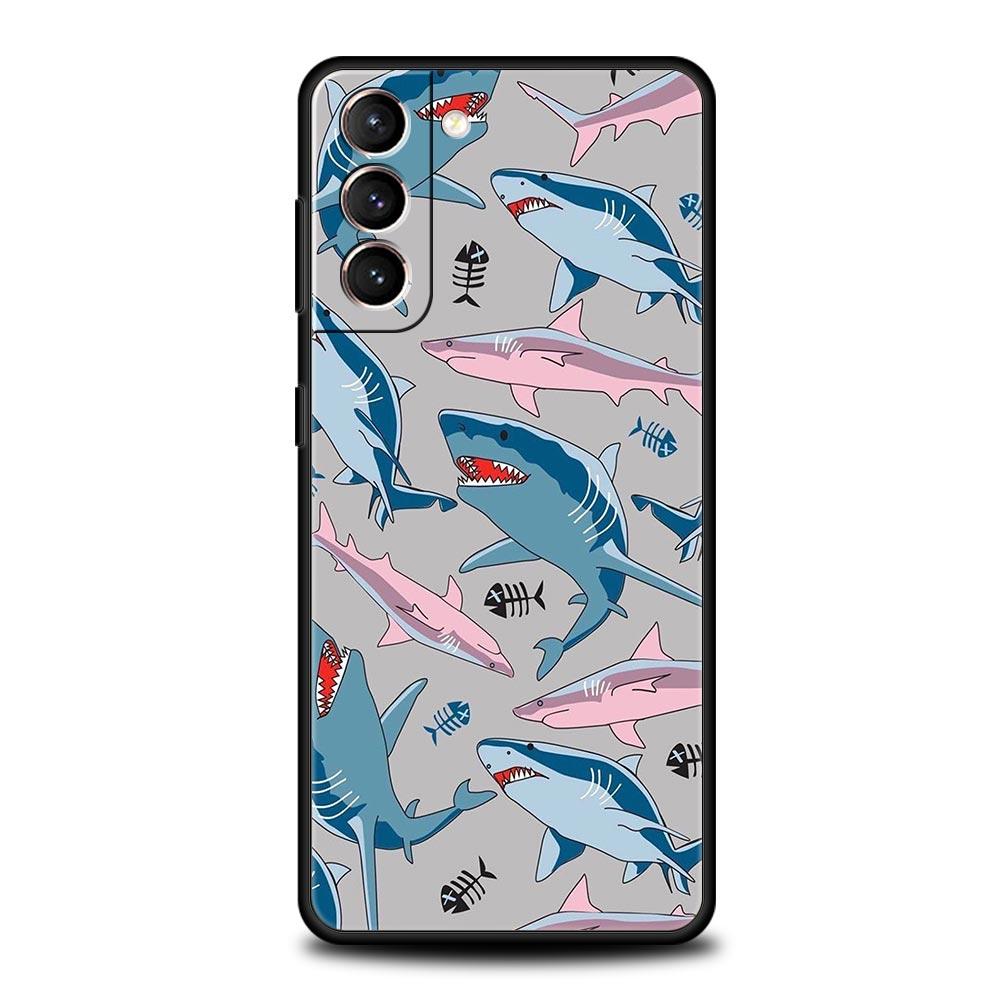 Phone Case For Samsung Galaxy S25 Edge S24 S23 S22 S21 Ultra S20 FE 5G S10 S10E S9 Plus Soft TPU Cover Shark