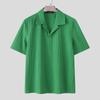 INCERUN Oversized Men's Short Sleeve Lapel Neck Casual Texture Tops T-shirts