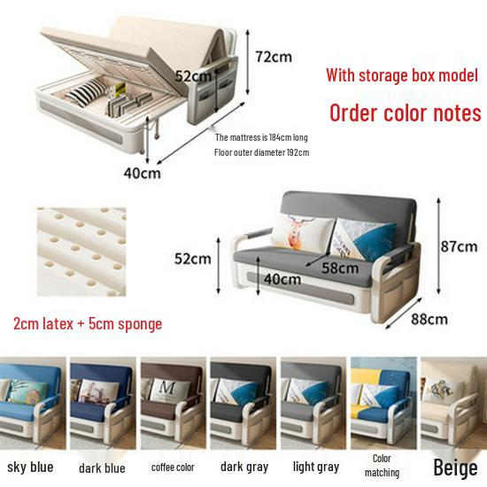 Compact Foldable Fabric Sofa Bed for Small Apartments - Comfortable and Space-Saving