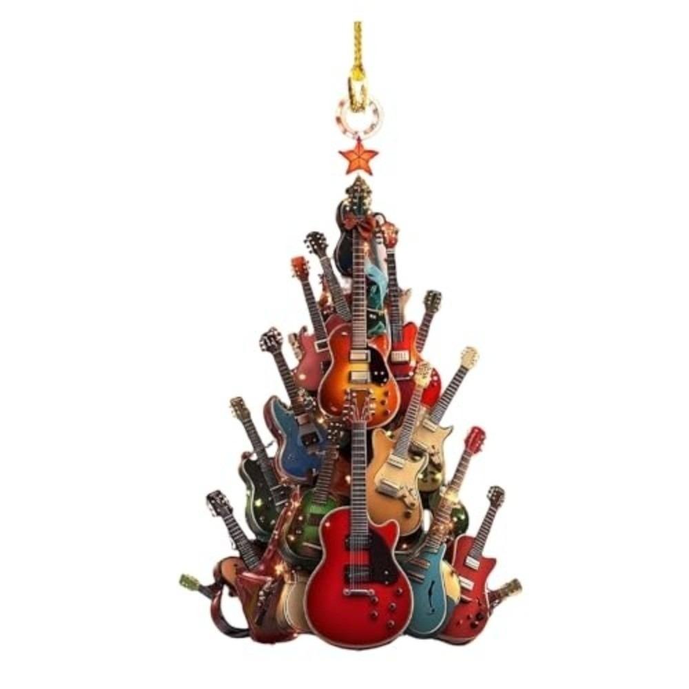 Music Theme Party Guitar Ornaments Acrylic Xmas Tree Ornament  Home Decoration