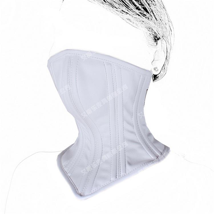 White Pink Leather Neck Corset Mask Submissive Collars & Leashes