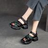 Fashion 6CM Women Sandals Hook Cow Genuine Leather Fashion Platform Sandal Luxury Females Thick-soled ROME Big Toe Summer Retro Shoes