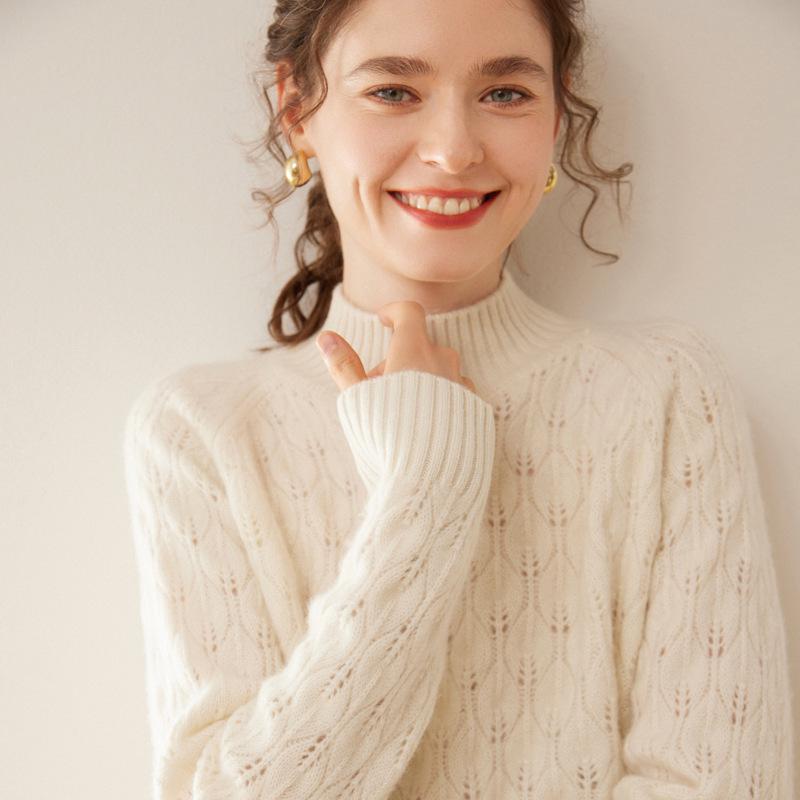 Women's Cloud-Like Cashmere Half-High Neck Sweater - Autumn/Winter Thick Loose Base Layer