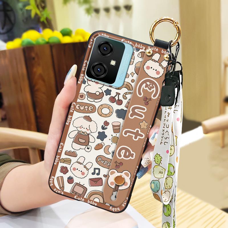 Silicone Kickstand Phone Case For Blackview Oscal C70 Shockproof Phone Holder Ring Lanyard Wristband Fashion Design Cute
