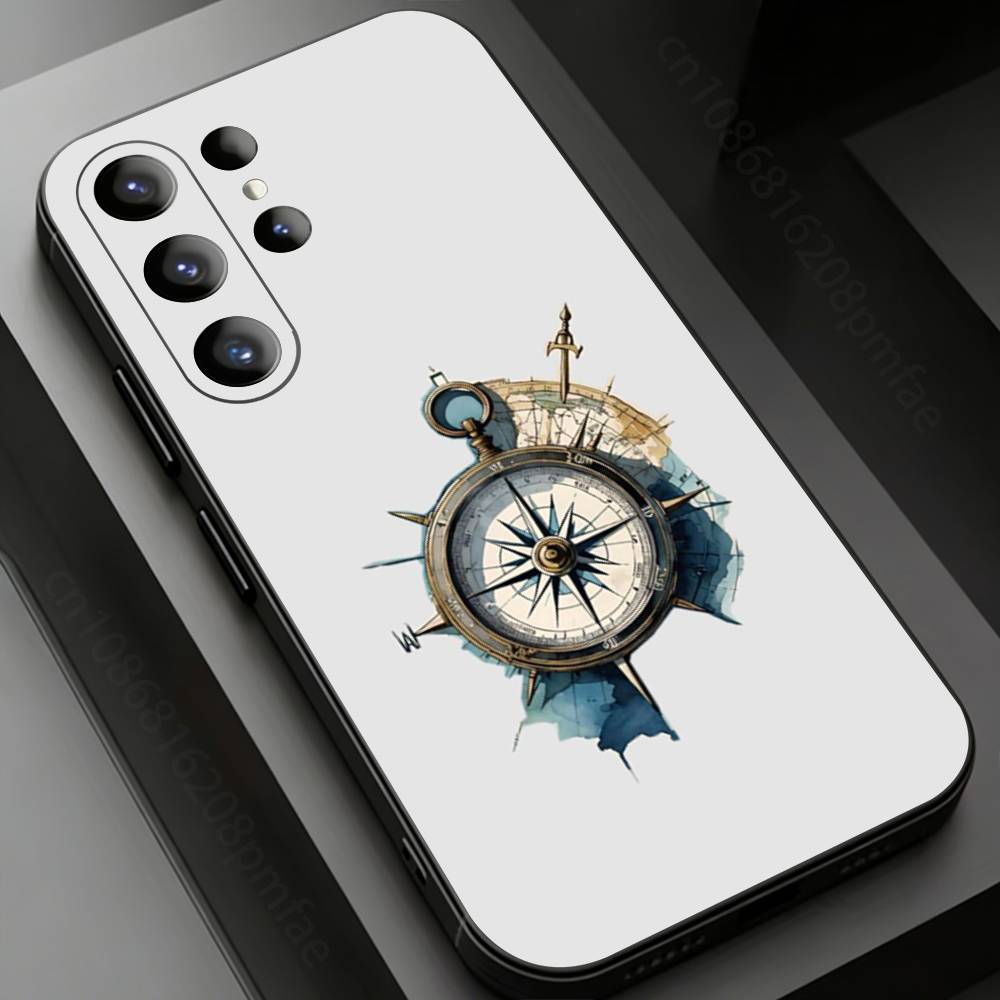 Compass Phone case for Samsung Galaxy S24,25,26,23 22,21,S20 Plus Ultra FE soft fundas cases