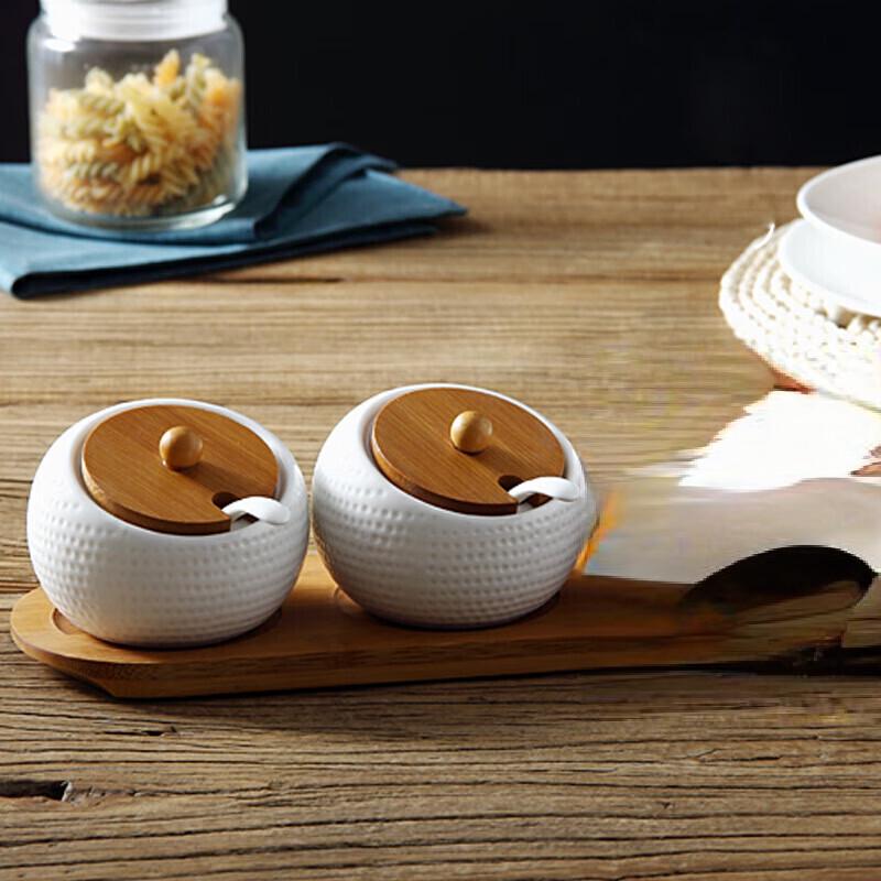 LISM Bamboo Lid Spice Jar Set