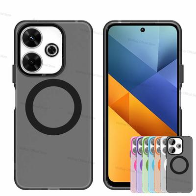 For Xiaomi Poco M6 4G Case Magsafe Wireless Charging Cover For Xiaomi Poco M6 4G Matte TPU Phone Bumper For Xiaomi Poco M6 4G