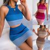 Damen Farbverlauf Ärmelloses Cropped Top Bodycon Minirock Zweiteiliges Lässiges Set