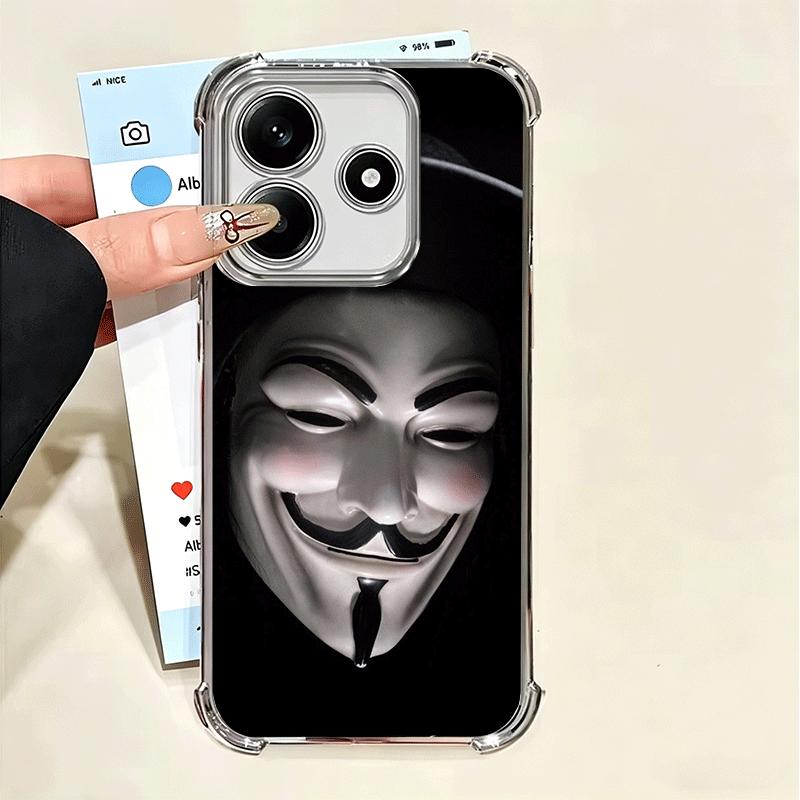 

Anonymous V Mask Plating Phone Case For Xiaomi Poco X5 X6 X7 X8 Pro Max F8 Ultra F7 M8 M7 M5S Redmi 15C 15 14C 13C 13 X3 12C F6 Xiaomi Poco M7 4G