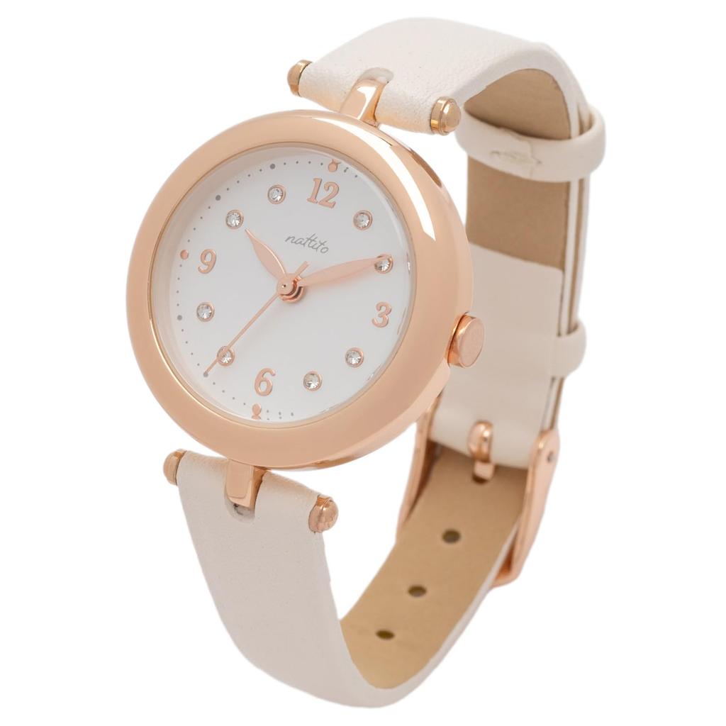 Fieldwork Women's Analog Watch with Leather Strap, Simple Design, Lightweight, Flat Crown, Pimar White, JN036-1