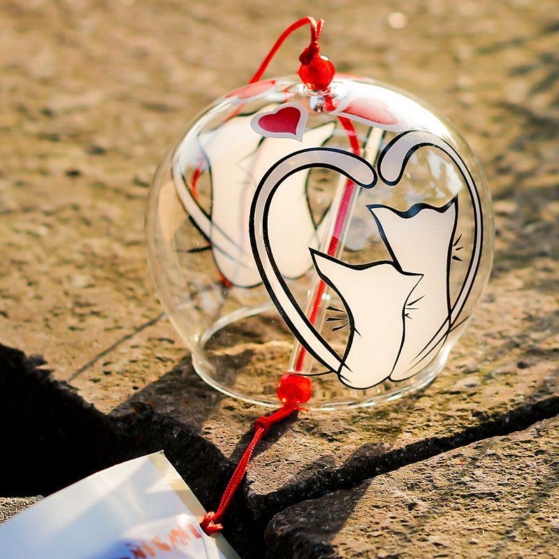 Cherry Blossom Glass Wind Chime - DIY Transparent Hanging Ornament