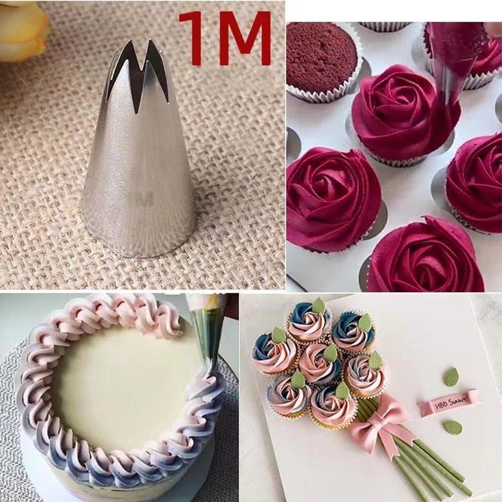 1 Stück, mittelgroße Spritztülle aus Edelstahl in Rosenform für perfektes Glasieren und Dekorieren – ideal für Cupcakes