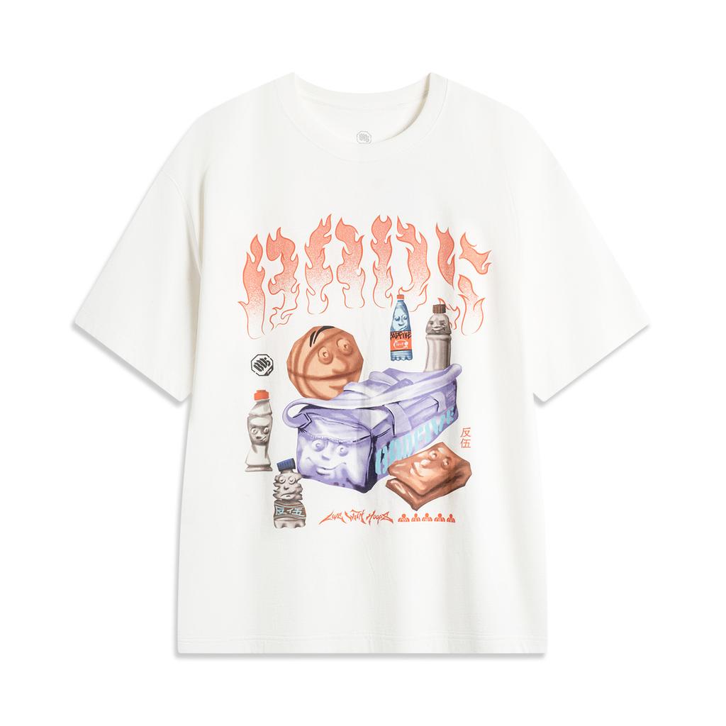 Li Ning X Badfive Basketball Series Round Neck Letter Pattern Short Sleeve T-Shirt Men T-Shirts Off-White AHSU151-1