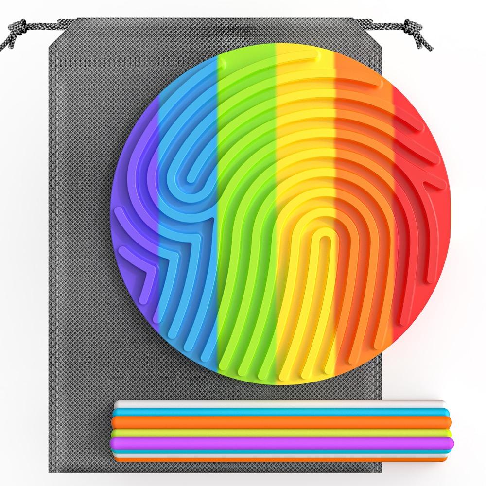 

Stress Relief Sensory Activity Board Silicone Silent Toys Educational Toys For Children Adults ROUND-COLORFUL