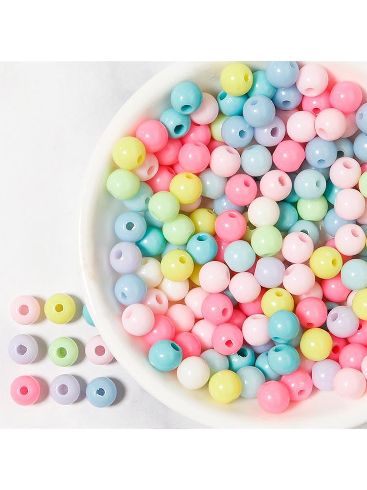 

100pcs/Lot 5 6 8 10mm Macaron Colors Crafts DIY Beads Round Acrylic Beads Loose Beads for Jewelry Making Diy Bracelet Necklace 6mm