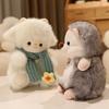 Cute Furry White Lamb Plush Adorable Little Sheep Plush Toy Bear Hedgehog Doll Stuffed Animal Pillow Kawaii Xmas Birthday Gift