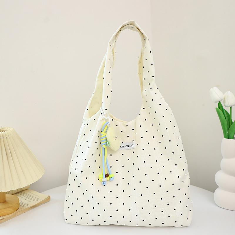 Summer large-capacity polka dot canvas messenger bag niche daily commute underarm shoulder tote bag women's new model