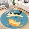 1PC Cats Pets Pattern Office Round Area Rug, Mat Suitable For Office, Under Office Chairs Bedroom Living Room Home Decor, Room Deco