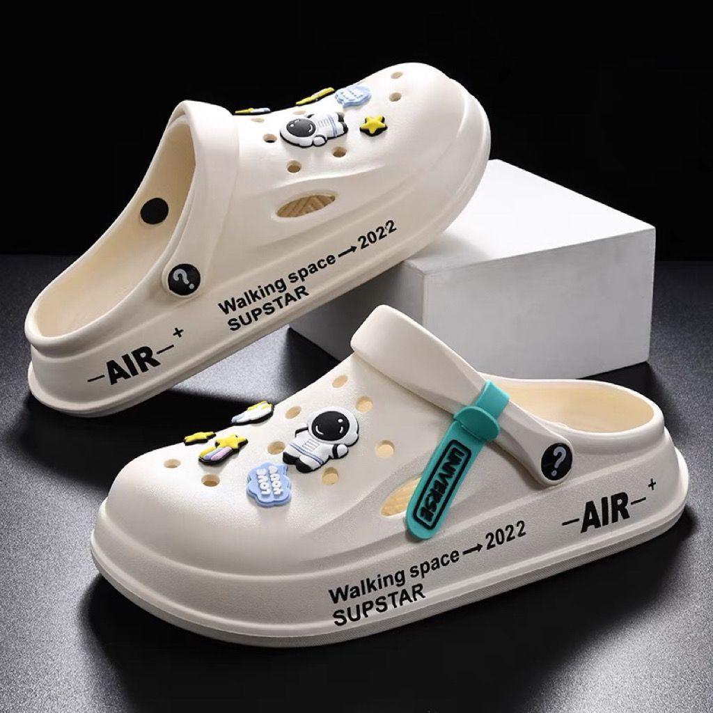 Hole Shoes Men's New Year Couple Platform Slippers Bag Head Sandals Non-slip Casual Soft-soled Beach Shoes Men